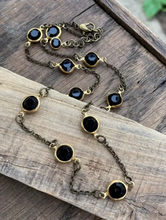 Load image into Gallery viewer, Jet &amp; Brass Beaded Necklace
