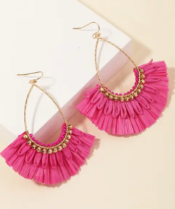 Teardrop Raffia Fan Drop Earrings17.